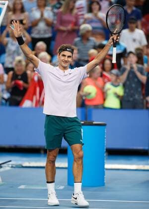 ROGER FEDERER bedankt sich beim Publikum nach seinem Sieg, Jubel, Freude, Emotion, Team Switzerland Tennis - Hopman Cup 2018 - ITF - Perth Arena - Perth - Western Australia - Australia - 4 January 2018. Copyright: xJuergenxHasenkopfx