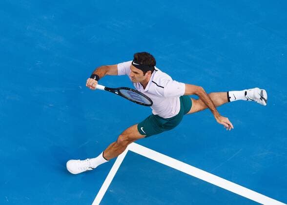 ROGER FEDERER, Team Switzerland, von oben, Vogelperspektive Tennis - Hopman Cup 2018 - ITF - Perth Arena - Perth - Western Australia - Australia - 4 January 2018. Â Copyright: xJuergenxHasenkopfx