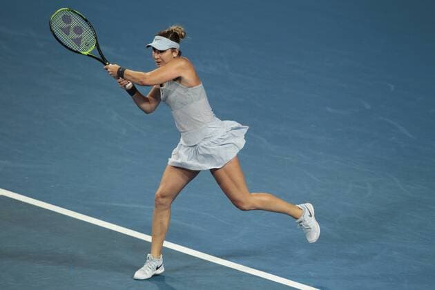 4th January 2018, Perth Arena, Perth, Australia; MasterCard Hopman Cup Tennis; Belinda Bencic of Team Switzerland plays a backhand shot against CoCo Vandeweghe of Team USA  ActionPlus11968007