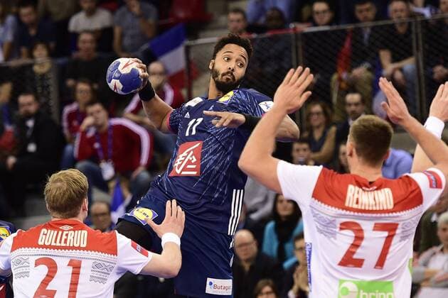 Timothey NGuessan (France) HANDBALL : France vs Norvege - Golden League - Rouen - 04 01 2018 JBAutissier Panoramic 