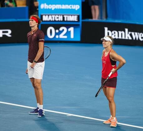 ANGELIQUE KERBER ALEXANDER ZVEREV, Team Germany, Mixed Doubles Tennis - Hopman Cup 2018 - ITF - Perth Arena - Perth - Western Australia - Australia - 5 January 2018. Â Copyright: xJuergenxHasenkopfx