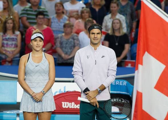 BELINDA BENCIC und ROGER FEDERER, Team Switzerland, Mixed Doubles Final Tennis - Hopman Cup 2018 - ITF - Perth Arena - Perth - Western Australia - Australia - 6 January 2018. Â Copyright: xJuergenxHasenkopfx