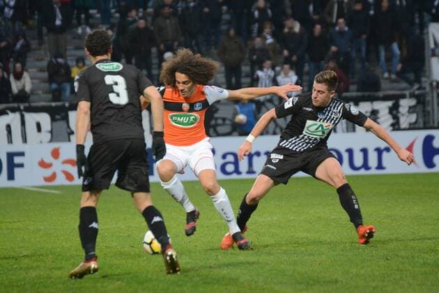 Matteo Guendouzi (Laval), Baptiste Santamaria (Angers) FOOTBALL : Angers SCO vs FC Lorient - Coupe de France - 07 01 2018 RonanHoussin Panoramic 
