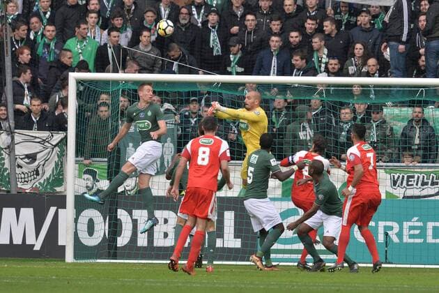 Robert Beric et Jessy Moulin (saint etienne) FOOTBALL : Saint Etienne vs Nimes - 32e coupe de France - 07 01 2017 FredericChambert Panoramic 
