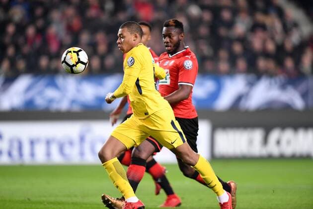 29 KYLIAN MBAPPE (psg) - 05 Joris Gnagnon (ren) - BUT FOOTBALL : Rennes vs Paris SG - Coupe de France - 07 01 2018 AnthonyBIBARD FEP Panoramic 