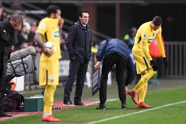 Fußball, Coupe de France, Stade Rennes - Paris St. Germain UNAI EMERY (ENTRAINEUR PSG) FOOTBALL : Rennes vs Paris SG - Coupe de France - 07 01 2018 AnthonyBIBARD FEP Panoramic 