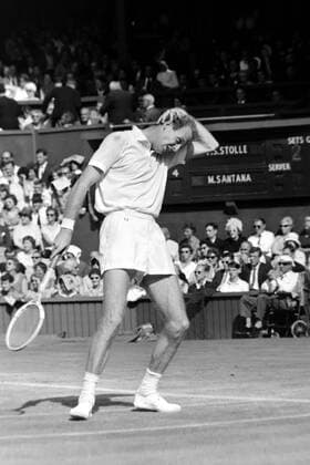 FRED STOLLE TENNIS PLAYER IN ACTION AT TOURNAMENT IN WIMBLEDON INTERNATIONAL TENNIS CHAMPIONSHIPS COMPETITION IN LONDON ; 3 JULY 1963, Copyright: Topfoto  UnitedArchivesIPU459717