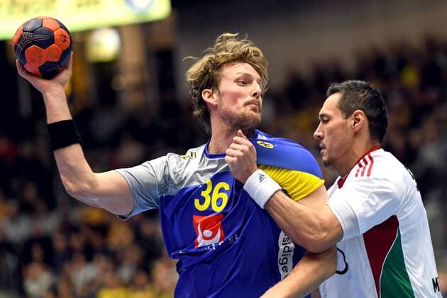 180108 Sveriges Jesper Nielsen under träningslandskampen i handboll mellan Sverige och Ungern den 8 januari 2018 i Partille. Copyright: CARLxSANDIN BB180108CS002