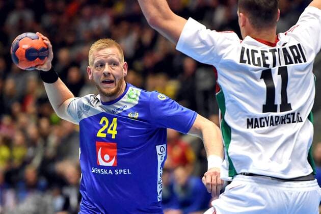 180108 Sveriges Jim Gottfridsson under träningslandskampen i handboll mellan Sverige och Ungern den 8 januari 2018 i Partille. Copyright: CARLxSANDIN BB180108CS009