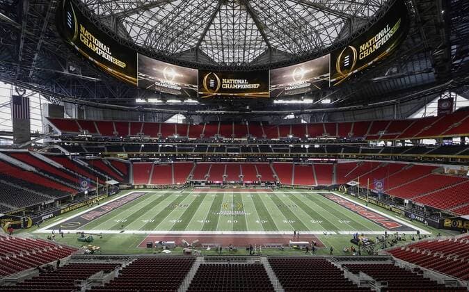 January 8, 2018: The Mercedes-Benz Stadium is set for the 2018 NCAA College League USA National Championship game between the University of Georgia Bulldogs and the University of Alabama Crimson Tide at Mercedes-Benz Stadium in Atlanta, GA. CSM NCAA Football 2018: National Championship Alabama vs Georgia JAN 08 - ZUMAc04_ 20180108_zaf_c04_157 Copyright: xJustinxCooperx