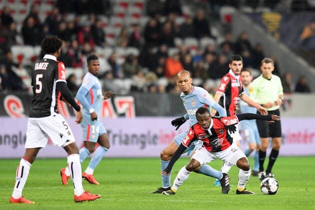 06 Jean Michael SERI (nice) - 02 FABINHO (mon) FOOTBALL : Nice vs Monaco - Coupe de la Ligue - 09 01 2018 FEP Panoramic 
