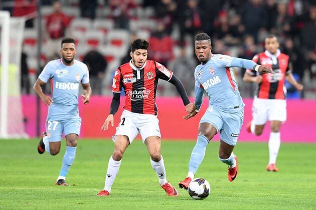 14 KEITA BALDE (mon) - 11 Bassem SRARFI (nice) FOOTBALL : Nice vs Monaco - Coupe de la Ligue - 09 01 2018 FEP Panoramic 