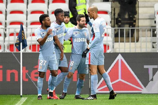 14 KEITA BALDE (mon) - 02 FABINHO (mon) - 08 JOAO MOUTINHO (mon) - 27 THOMAS LEMAR (mon) - JOIE FOOTBALL : Nice vs Monaco - Coupe de la Ligue - 09 01 2018 FEP Panoramic 