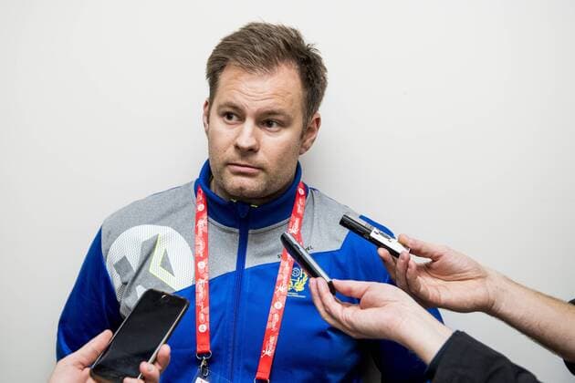 180110 Sveriges förbundskapten Kristj?n Andresson intervjuas under en träning och pressträff med det svenska landslaget i handboll under EM 2018 den 10 januari 2018 i Split. Copyright: LUDVIGxTHUNMAN BB180110LT002