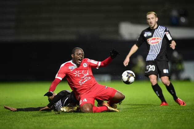 COULIBALY Lassana (Angers) vs Jerome Roussillon (Montpellier) FOOTBALL : Sco Angers vs Montpellier - 1 4 coupe de la ligue - 10 01 2018 JBAutissier Panoramic 