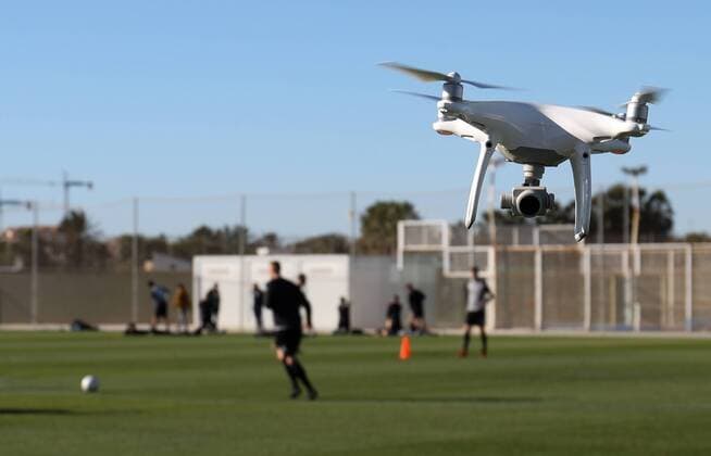 Illustration picture shows a drone during the fifth day of the winter training camp of Belgian first division soccer team Royal Charleroi Sporting Club, in San Pedro del Pinatar, Murcia, Spain, Thursday 11 January 2018. VIRGINIExLEFOUR  x05274007x