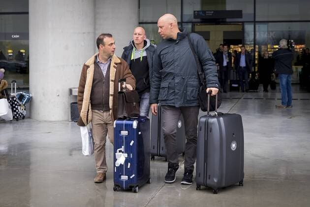Bob Hanning und Axel Kromer bei der Ankunft. Ankunft der deutschen Mannschaft in Zagreb, Handball, EHF Euro 2018, 11.01.18 Zagreb Croatia Copyright: xAgentur54Gradx xFelixxKoenigx