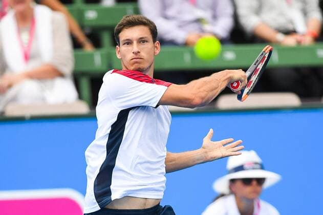 12th January 2018, Kooyong Lawn Tennis Club, Kooyong, Melbourne, Australia; Priceline Pharmacy Kooyong Classic tennis tournament; Pablo Carreno Busta of Spain returns the ball to Matt Ebden of Australia during the final of the Kooyong Classic  ActionPlus11970995