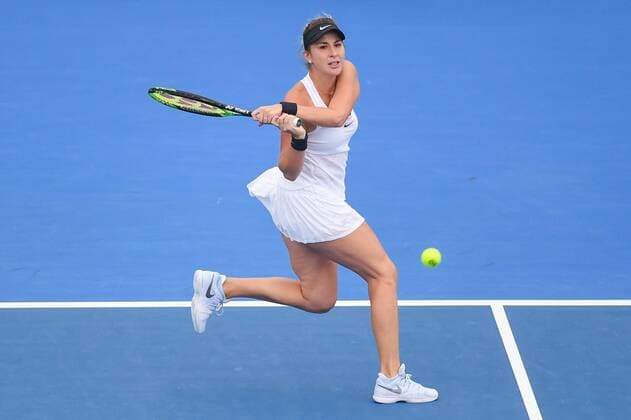 12th January 2018, Kooyong Lawn Tennis Club, Kooyong, Melbourne, Australia; Priceline Pharmacy Kooyong Classic tennis tournament; Belinda Bencic of Switzerland returns the ball to Andrea Petkovic of Germany during the Women s Kooyong Classic final  ActionPlus11971030