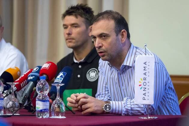 Bundestrainer Christian Prokop und Bob Hanning. 1. Pressekonferenz der Deutschen Nationalmannschaft in Zagreb, Handball, EHF Euro 2018, 12.01.18 Zagreb Zagreb Croatia Hotel Panorama Copyright: xAgentur54Gradx xFelixxKoenigx