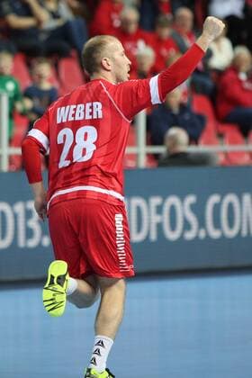 HANDBALL - EHF EURO 2018, BLR vs AUT POREC,CROATIA,12.JAN.18 - HANDBALL - EHF European Championship EM Europameisterschaft group stage, Belarus vs Austria. Image shows the rejoicing of Robert Weber (AUT). GEPAxpictures xMaticxKlansek