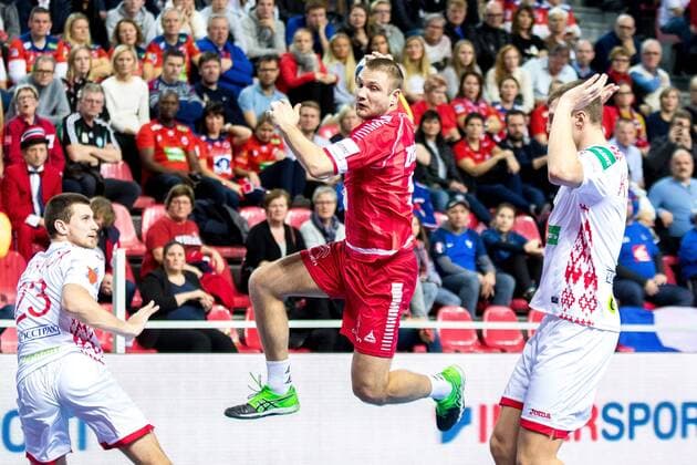 12.05.2017, Zatika Centre, Porec, CRO, EHF EM, Herren, Weissrussland vs Oestereich, Gruppe B, im Bild Vytautas Ziura (AUT) during the preliminary round, group B match of the EHF men s Handball European Championship EM Europameisterschaft between Belarus and Austria at the Zatika Sport Centre in Porec, Croatia on 2017 05 12. Porec
