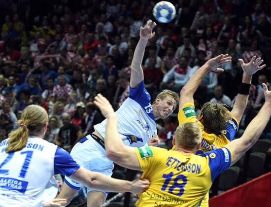 Handball, EM, Schweden - Island Split, Kroatien, Spaladium Arena, 12.1.2018 Männer- Handball, Europa-Meisterschaft 2018 Schweden vs. Island 24 : 26 Olafür Andres Gudmundsson, Island