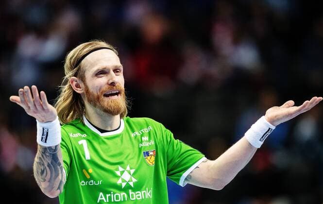Bilder des Tages - SPORT Handball, EM, Schweden - Island 180112 Islands malvakt Bjorgvin Pall Gustavsson jublar efter vinsten i handbollsmatchen mellan Sverige och Island under Handbolls-EM 2018 den 12 januari 2018 i Split. Copyright: LUDVIGxTHUNMAN BB180112LT085