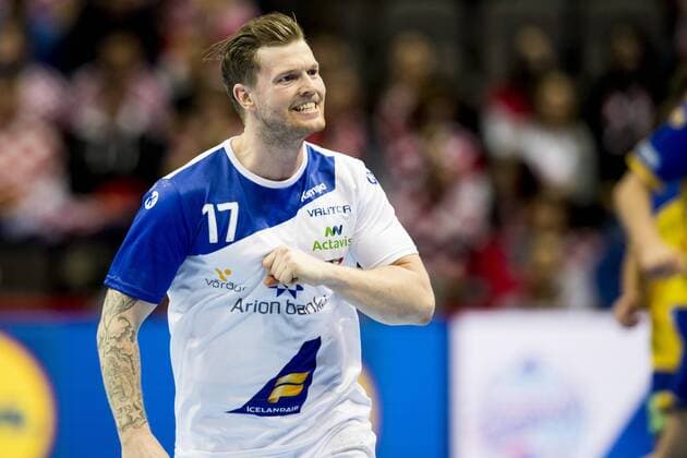 Handball, EM, Schweden - Island 180112 Islands Arnor Thor Gunnarsson jublar under handbollsmatchen mellan Sverige och Island under Handbolls-EM 2018 den 12 januari 2018 i Split. Copyright: LUDVIGxTHUNMAN BB180112LT091