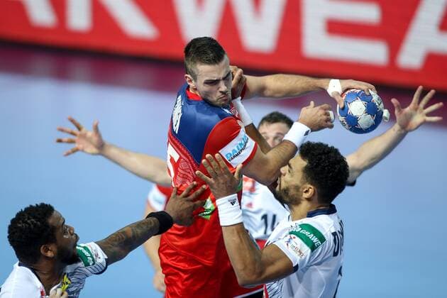 HANDBALL - EHF EURO 2018, FRA vs NOR POREC,CROATIA,12.JAN.18 - HANDBALL - EHF European Championship EM Europameisterschaft group stage, France vs Norway. Image shows Sander Sagosen (NOR). GEPAxpictures xMaticxKlansek