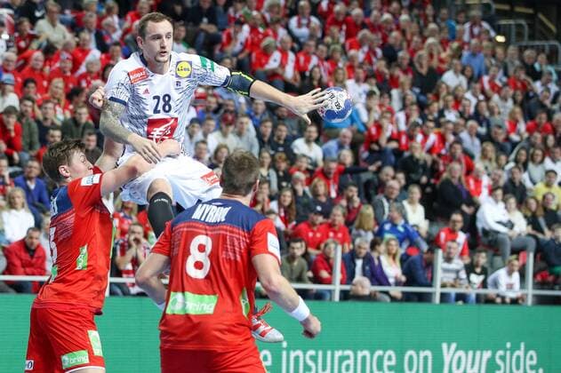 HANDBALL - EHF EURO 2018, FRA vs NOR POREC,CROATIA,12.JAN.18 - HANDBALL - EHF European Championship EM Europameisterschaft group stage, France vs Norway. Image shows Valentin Porte (FRA). GEPAxpictures xMaticxKlansek