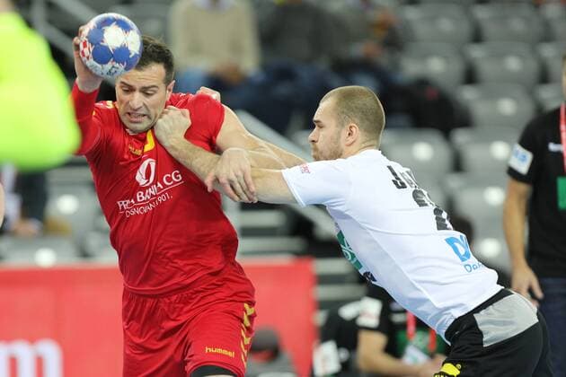 Zagreb, 13 01 2018 - Arena Zagreb hall, 2018 Men s European Championship EM Europameisterschaft Preliminary Round, Group C. Germany (white) - Montenegro (red) 