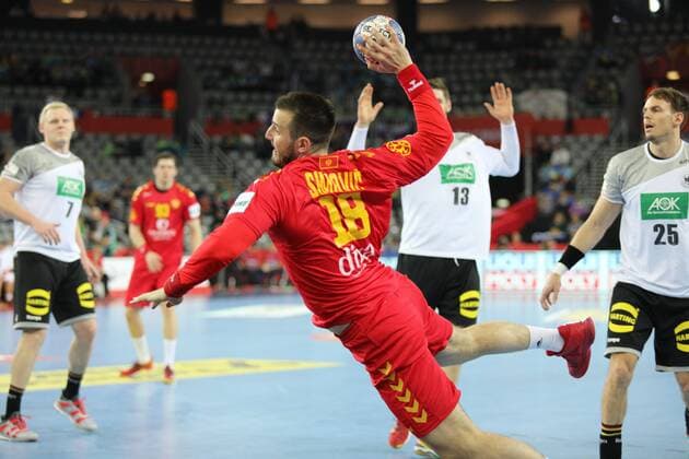 Zagreb, 13 01 2018 - Arena Zagreb hall, 2018 Men s European Championship EM Europameisterschaft Preliminary Round, Group C. Germany (white) - Montenegro (red) 