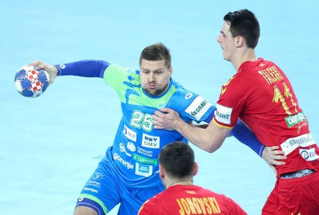 European Handball Championship, Group C, 1st round, Macedonia - Slovenia 13.01.2018., Croatia, Arena Zagreb, Zagreb - European Handball Championship, Group C, 1st round, Macedonia - Slovenia. ZARABEC Miha , Taleski Filip SanjinxStrukic PIXSELL