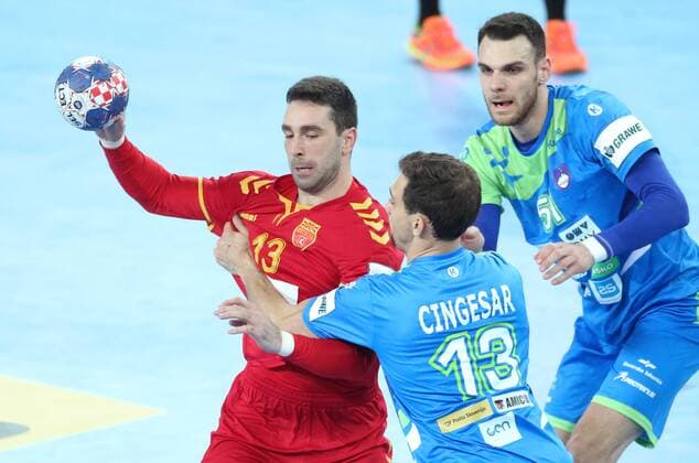 European Handball Championship, Group C, 1st round, Macedonia - Slovenia 13.01.2018., Croatia, Arena Zagreb, Zagreb - European Handball Championship, Group C, 1st round, Macedonia - Slovenia. Mirkulovski Filip  SanjinxStrukic PIXSELL
