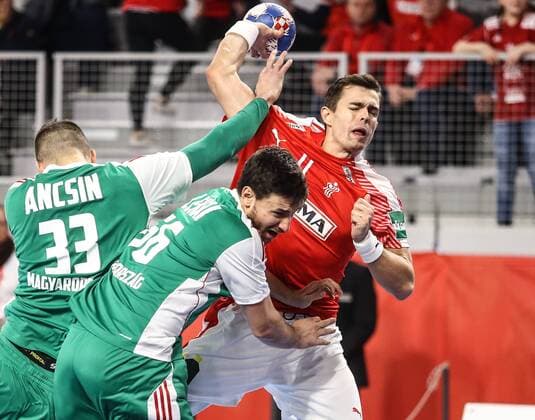 European Handball Championship, Group D, first round, Denmark - Hungary 13.01.2018., Croatia, Arena Varazdin, Varazdin - European Handball Championship, Group D, first round, Denmark - Hungary. LAUGE SCHMIDT Rasmus  IgorxSoban PIXSELL
