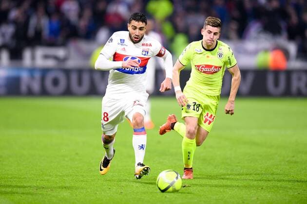 18 NABIL FEKIR (ol) - 18 Baptiste SANTAMARIA (sco) FOOTBALL : Lyon vs Angers - Ligue 1 Conforama - 14 01 2018 FEP Panoramic 