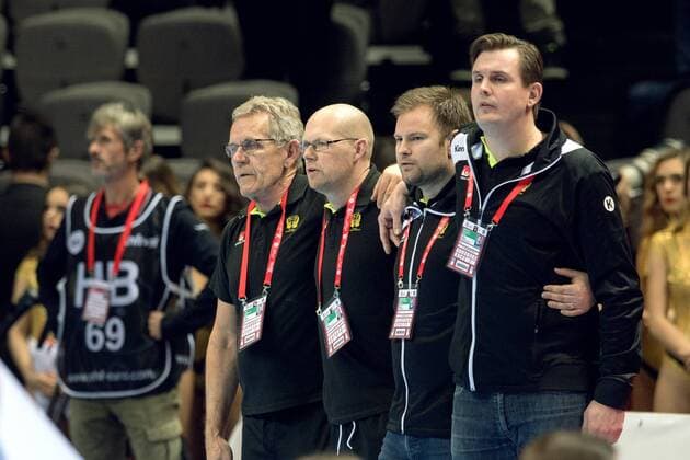 180114 Sveriges förbundskapten Kristjan Andresson och assisterande förbundskapten Martin Boquist inför handbollsmatchen mellan Serbien och Sverige under Handbolls-EM 2018 den 14 januari 2018 i Split. Copyright: LUDVIGxTHUNMAN BB180114LT010