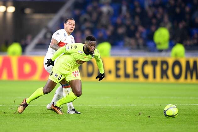 11 MEMPHIS DEPAY (ol) - 08 Ismael TRAORE (sco) FOOTBALL : Lyon vs Angers - Ligue 1 Conforama - 14 01 2018 FEP Panoramic 