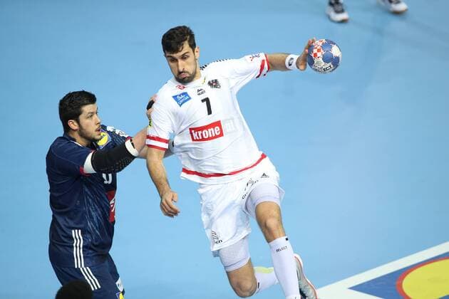 HANDBALL - EHF EURO 2018, AUT vs FRA POREC,CROATIA,14.JAN.18 - HANDBALL - EHF European Championship EM Europameisterschaft group stage, Austria vs France. Image shows Janko Bozovic (AUT). GEPAxpictures xMaticxKlansek