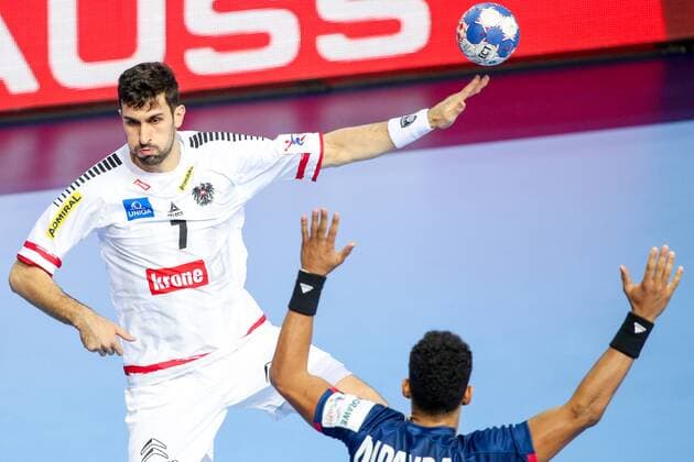 HANDBALL - EHF EURO 2018, AUT vs FRA POREC,CROATIA,14.JAN.18 - HANDBALL - EHF European Championship EM Europameisterschaft group stage, Austria vs France. Image shows Janko Bozovic (AUT). GEPAxpictures xMaticxKlansek