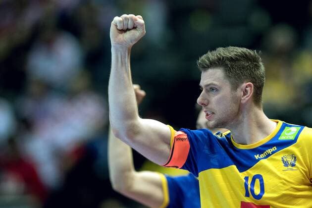 180114 Sveriges Niclas Ekberg jublar under handbollsmatchen mellan Serbien och Sverige under Handbolls-EM 2018 den 14 januari 2018 i Split. Copyright: LUDVIGxTHUNMAN BB180114LT063