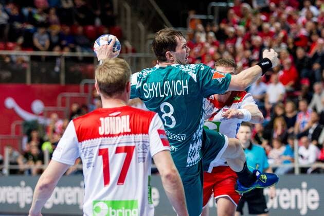 HANDBALL - EHF EURO 2018, NOR vs BLR POREC,CROATIA,14.JAN.18 - HANDBALL - EHF European Championship EM Europameisterschaft group stage, Norway vs Belarus. Image shows Siarhei Shylovich (BLR). GEPAxpictures xMaticxKlansek
