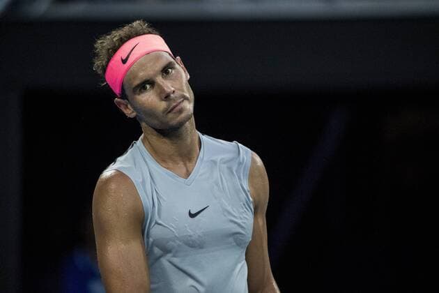 MELBOURNE, VIC - JANUARY 15: Rafael Nadal of Spain shows his frustration during the 2018 Australian Open on January 15, 2018, at Melbourne Park Tennis Centre in Melbourne, Australia.(Photo by Jason Heidrich Icon Sportswire) TENNIS: JAN 15 Australian Open Icon1801151342 EDITORIAL USE ONLY