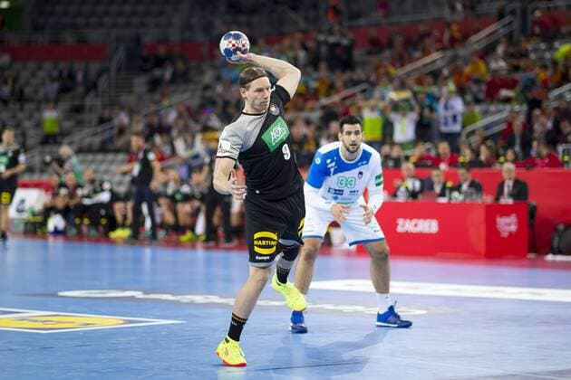 Tobias Reichmann (Nr. 9, Deutschland) beim Siebenmeterversuch. Slowenien - Deutschland, Vorrunde, Handball, EHF Euro 2018, 15.01.18 Zagreb Zagreb Croatia Arena Copyright: xAgentur54Gradx xFelixxKoenigx