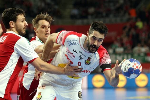 Handball, EM, Ungarn - Spanien European Handball Championship, Group D, 2nd Round, Hungary - Spain 15.01.2018., Croatia, Arena, Varazdin - European Handball Championship, Group D, 2nd Round, Hungary - Spain. ENTRERRIOS Raul GoranxStanzl PIXSELL