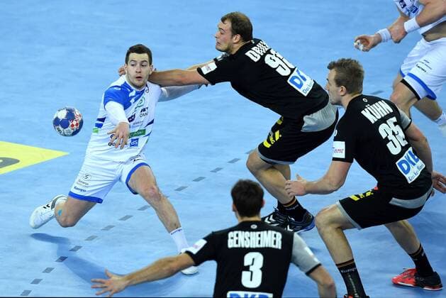 European Handball Championship, Group C, 2nd Round, Slovenia - Germany 15.01.2018., Croatia, Arena, Zagreb - European Handball Championship, Group C, 2nd Round, Slovenia - Germany. ZARABEC Miha , DRUX Paul MarkoxLukunic PIXSELL