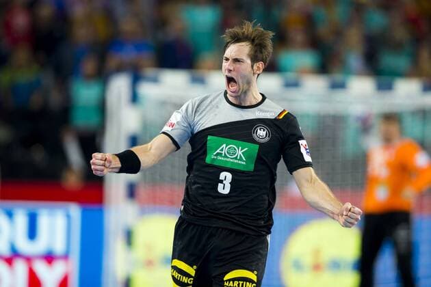 Uwe Gensheimer (Nr. 3, Deutschland) freut sich ueber ein Tor. Slowenien - Deutschland, Vorrunde, Handball, EHF Euro 2018, 15.01.18 Zagreb Zagreb Croatia Arena Copyright: xAgentur54Gradx xFelixxKoenigx