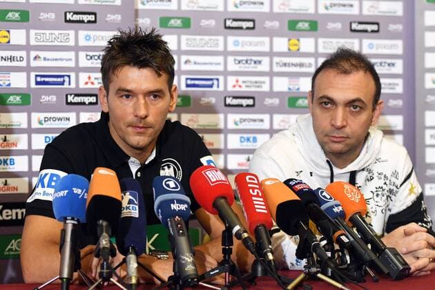 Zagreb, Kroatien, Hotel Panorama, 16.1.2018 Männer- Handball, Europa-Meisterschaft 2018 Pressekonferenz des DHB; Deutschen Handballbund mit v. li.; Bundestrainer Deutschland, Christian Prokop und DHB-Vizepräsident; Delegationsleiter, Bob Hanning