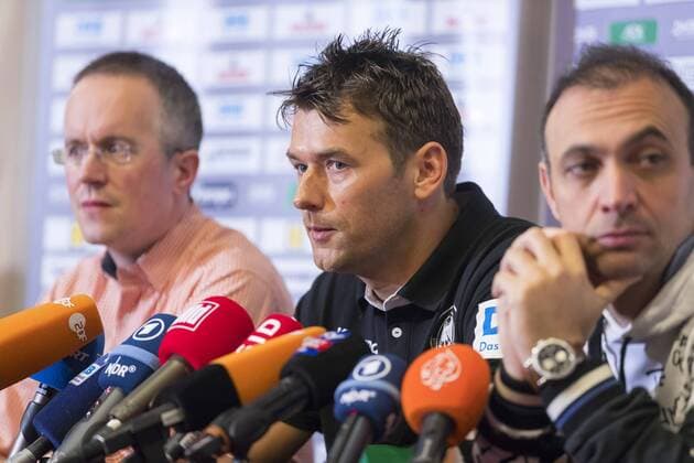Bilder des Tages - SPORT Pressesprecher Tim Oliver Kalle, Bundestrainer Christian Prokop und Bob Hanning. Medientermin der deutschen Nationalmannschaft, Vorrunde, Handball, EHF Euro 2018, 16.01.18 Zagreb Zagreb Croatia Hotel Panorama Copyright: xAgentur54Gradx xFelixxKoenigx